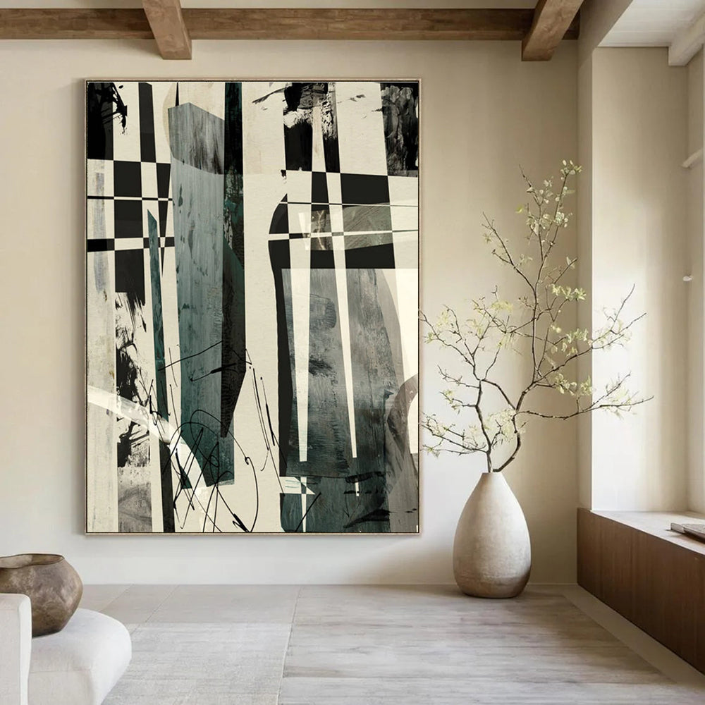 Checkered Abstract Composition Painting for Urban - Style Lofts HENG218