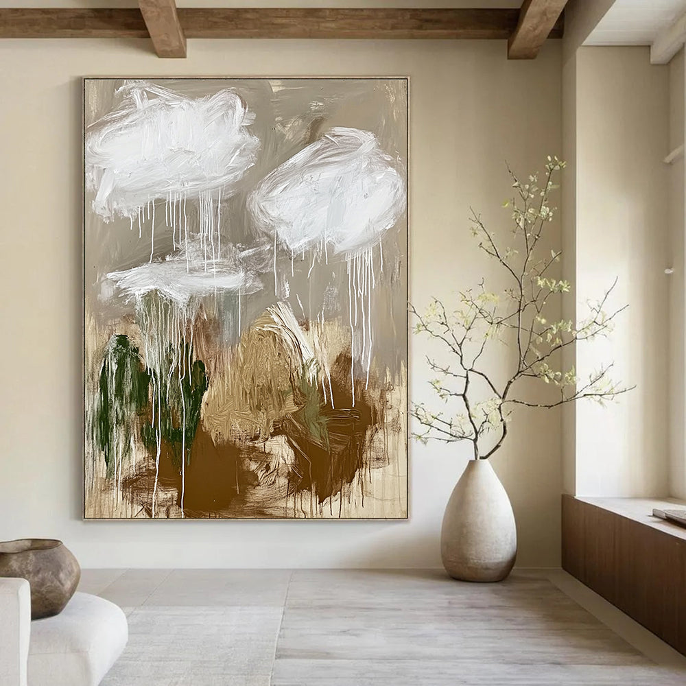 Dripping Cloud Abstract Painting for Bohemian - Style Living Rooms GAB0828