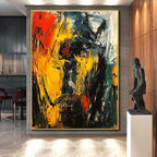 Fiery Color Burst Abstract Painting with Dynamic Energy WINK750