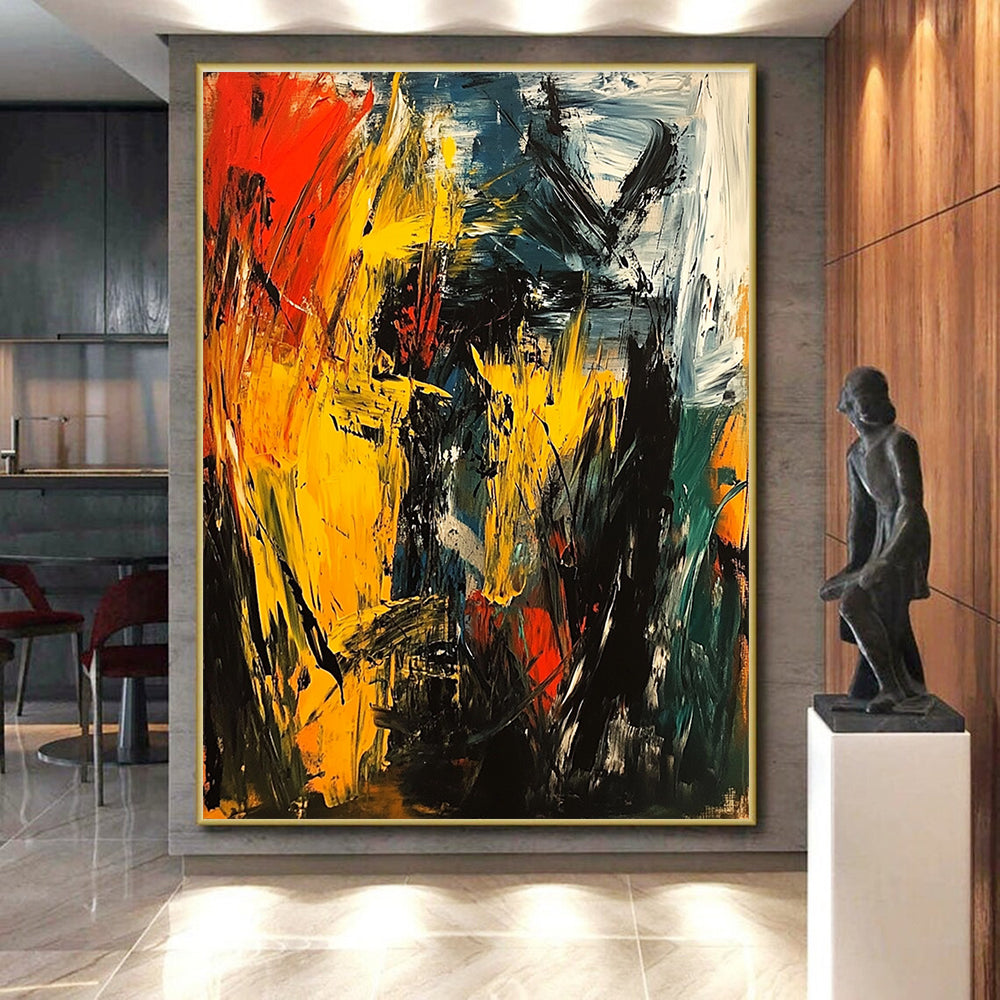 Fiery Color Burst Abstract Painting with Dynamic Energy WINK750