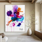 Vivid Watercolor Splatter Abstract Painting of Playful Chaos GAB0185