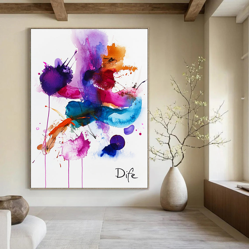 Vivid Watercolor Splatter Abstract Painting of Playful Chaos GAB0185