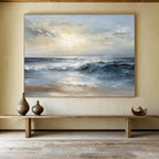 Calm Sea Waves Abstract Painting for Serene Bedroom Retreats YHT315