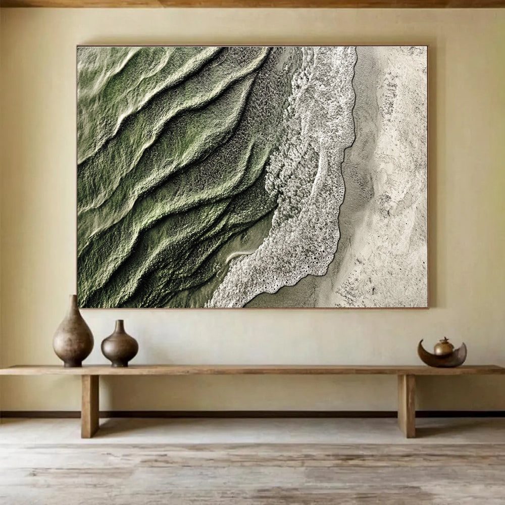 Aerial Beach Wave Patterns Abstract Painting with Natural Rhythms ABS574