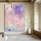Purple and Pink Abstract Scatter Painting of Whimsical Freedom GAB0177