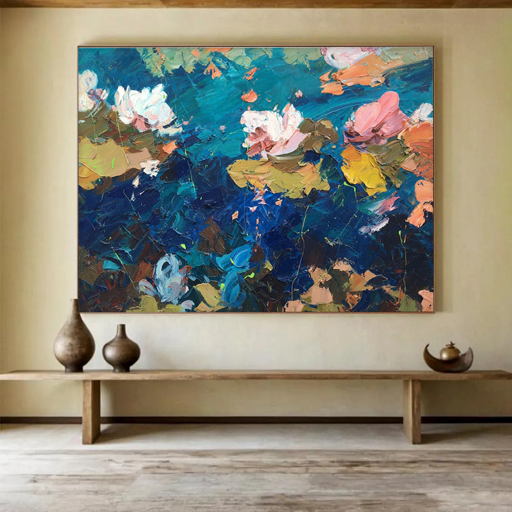 Water Lilies Abstract Painting for Modern Spa Retreats YHT482