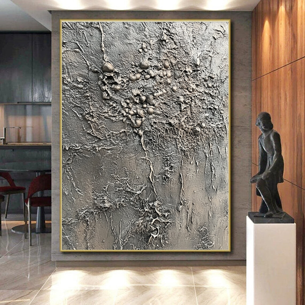 Gray Textured Organic Growth Painting with Natural Intrigue WINK068