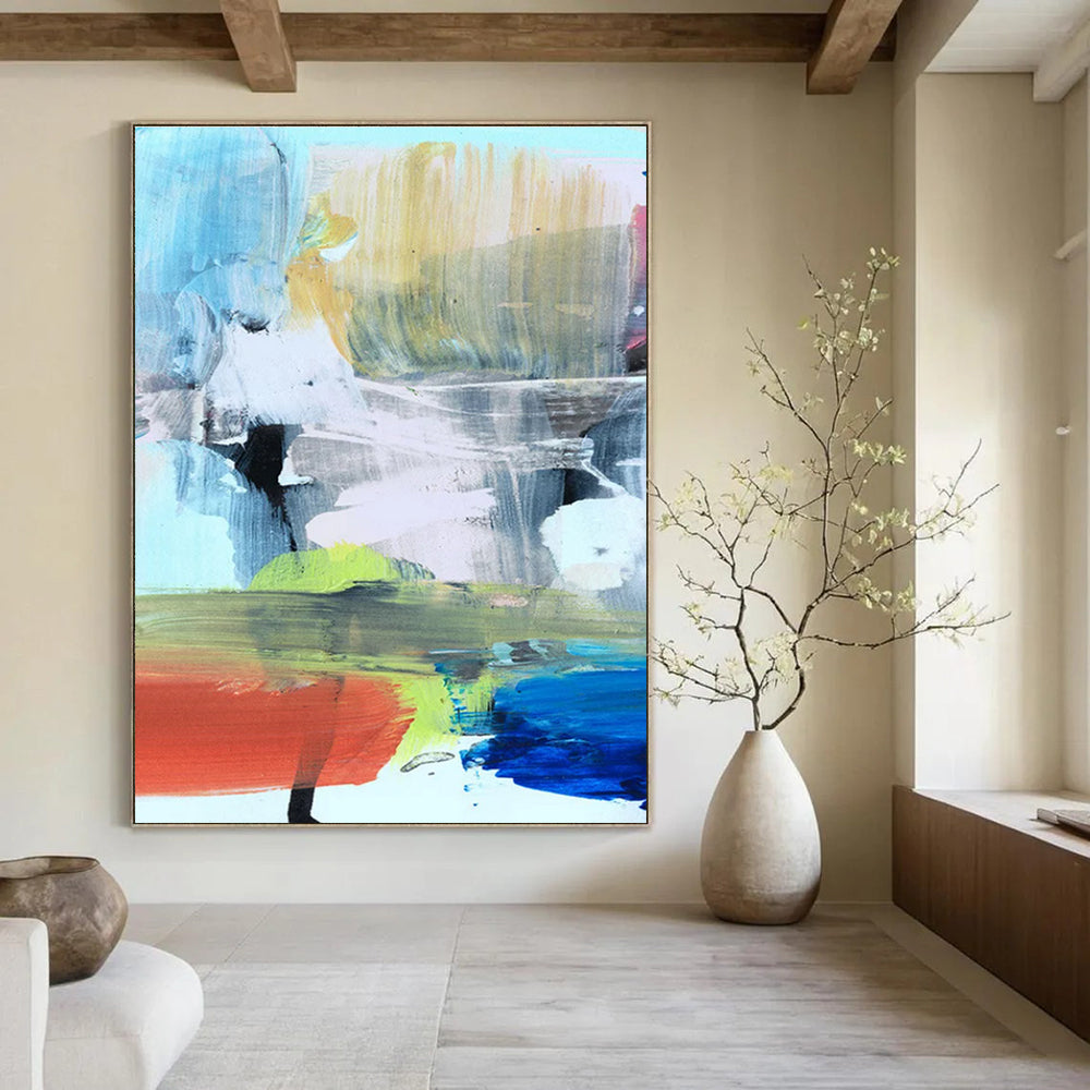 Vibrant Color Block Abstract Painting for Creative Art Studios HENG175