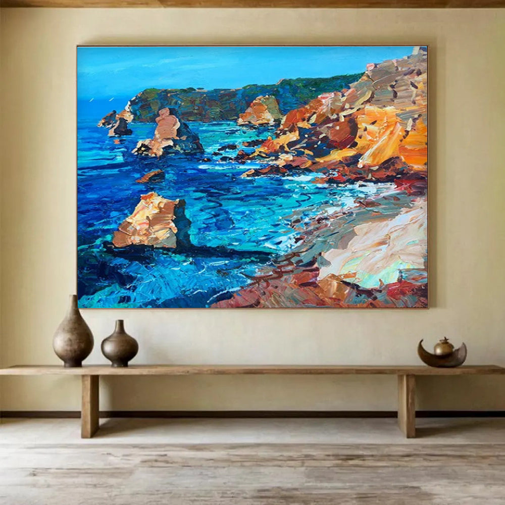 Coastal Rocks Abstract Painting for Seaside Home Living Rooms YHT454