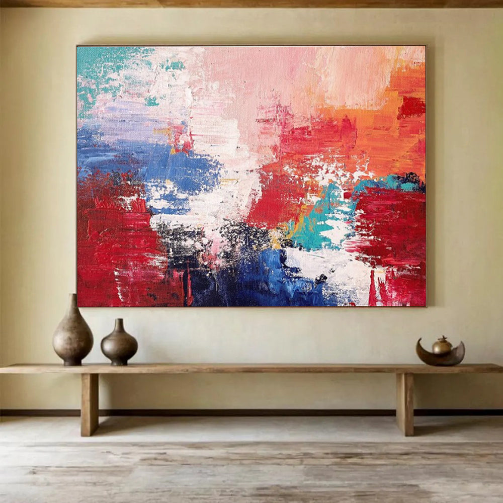 Red - Blue - White Abstract Painting for Bold Corporate Offices YHT388