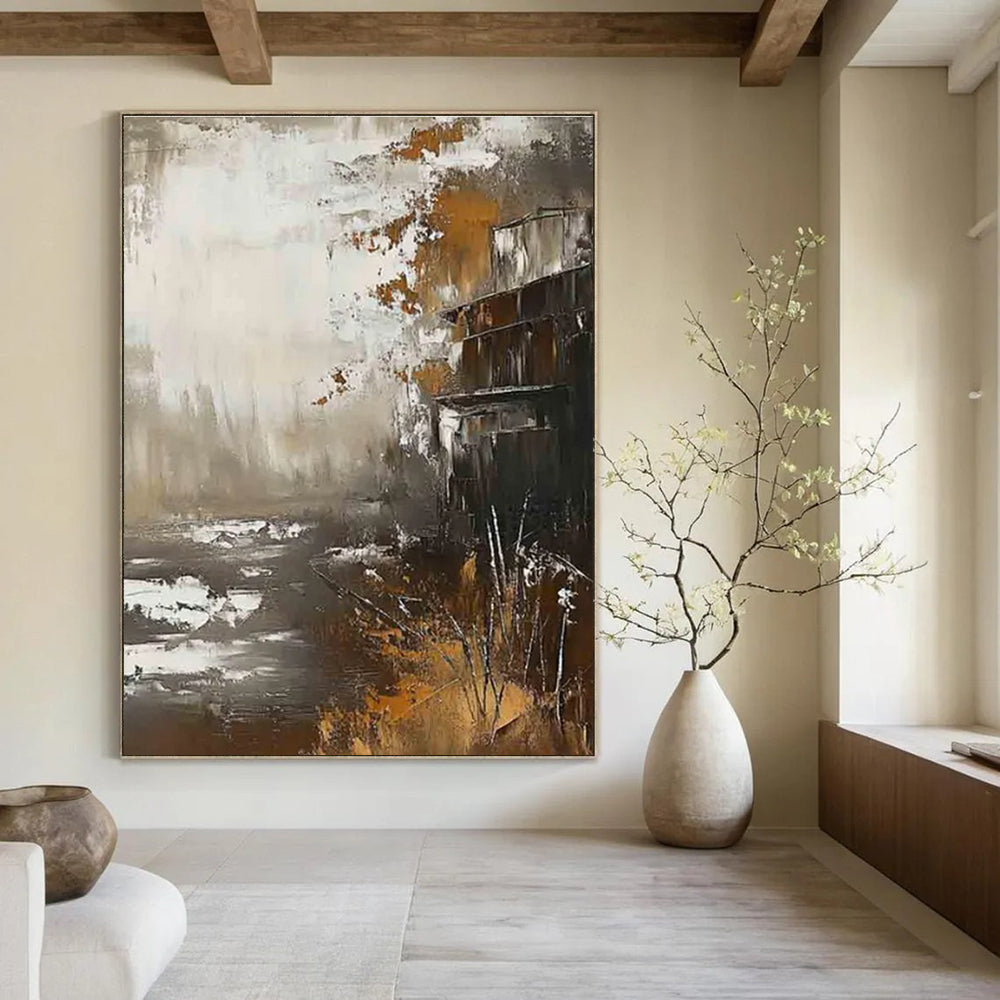 Abstract Landscape with Structure Painting for Industrial - Inspired Lounges HENG485