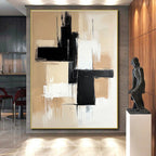 Bold Black and White Abstract Painting with Strong Geometry WINK803