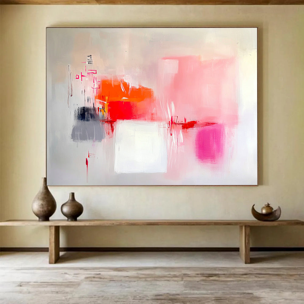 Pink - Orange Tones Abstract Painting with Expressive Brushstrokes ABS401