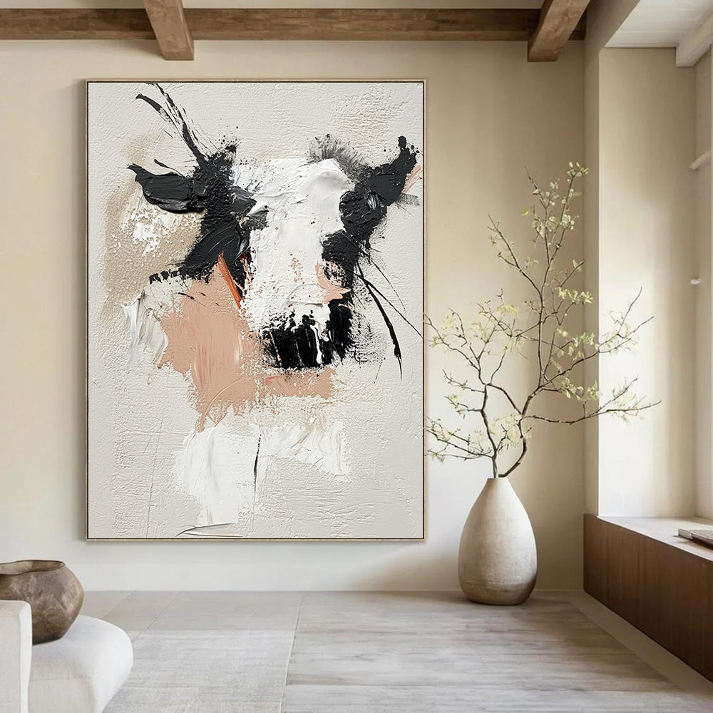 Textured Cow Portrait Abstract - Expressive Animal Abstract Painting GAB0483