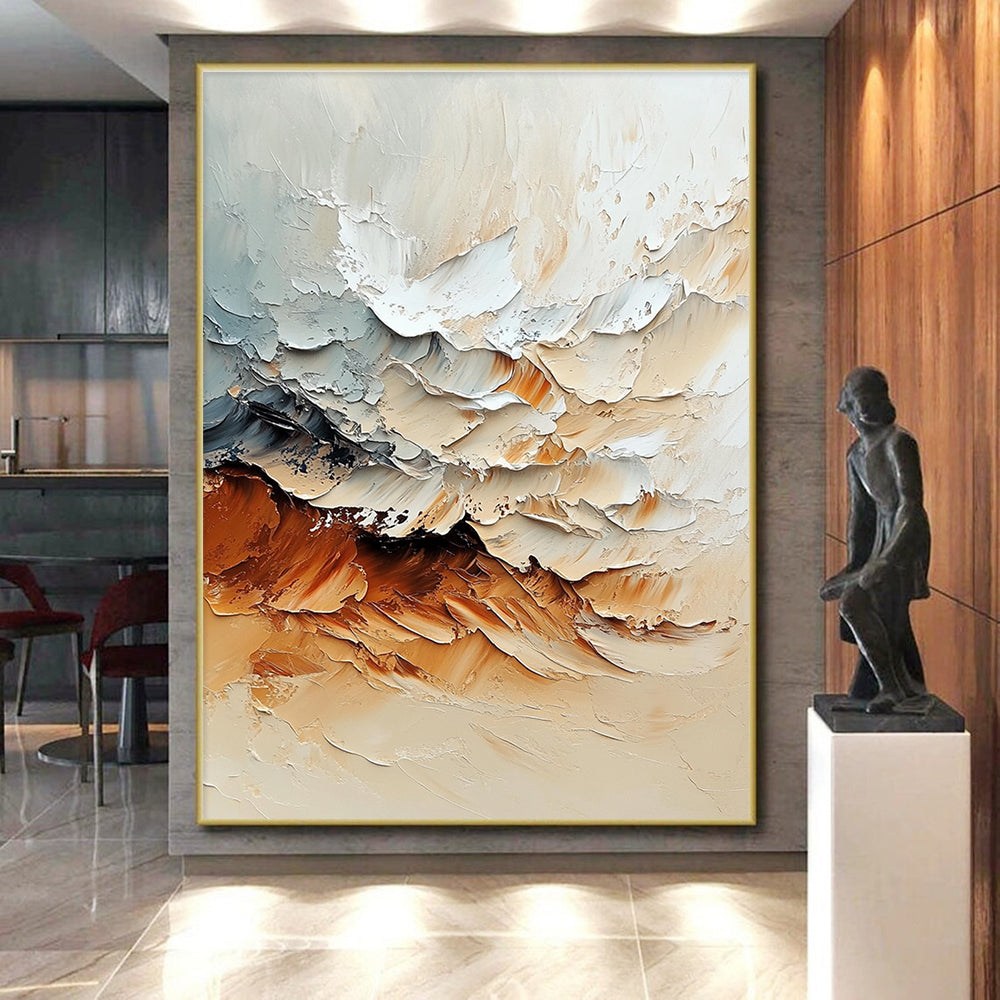 Beige Gray Brown Abstract Painting with Textured Serenity WINK477