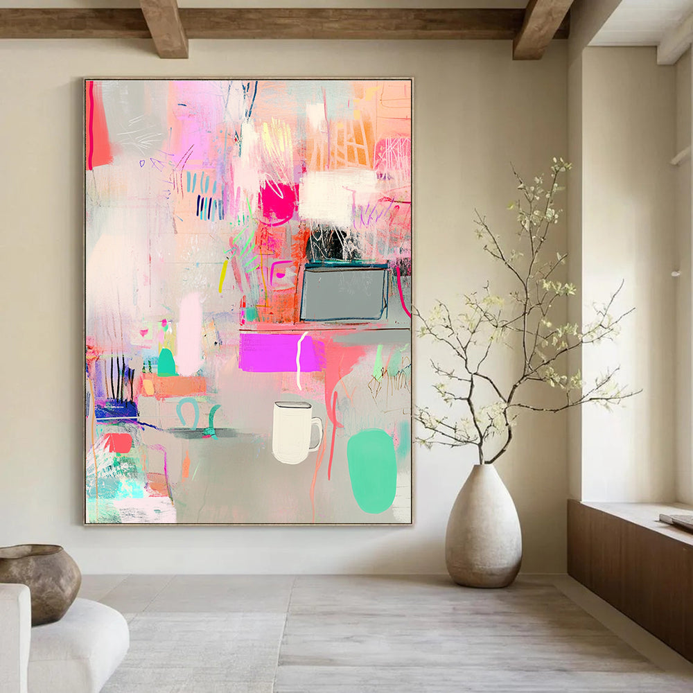 Colorful Abstract Interior Painting of Vibrant Daily Life GAB0160