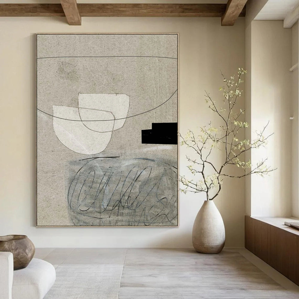 Delicate Minimalist Line - Shape Abstract Art for Quiet Spaces HENG238
