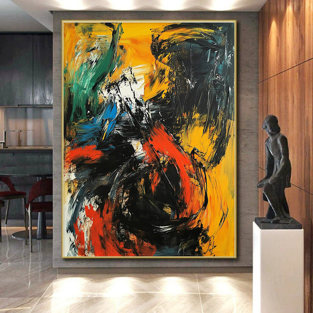 Vivid Color Clash Abstract Painting with Bold Contrasts WINK751