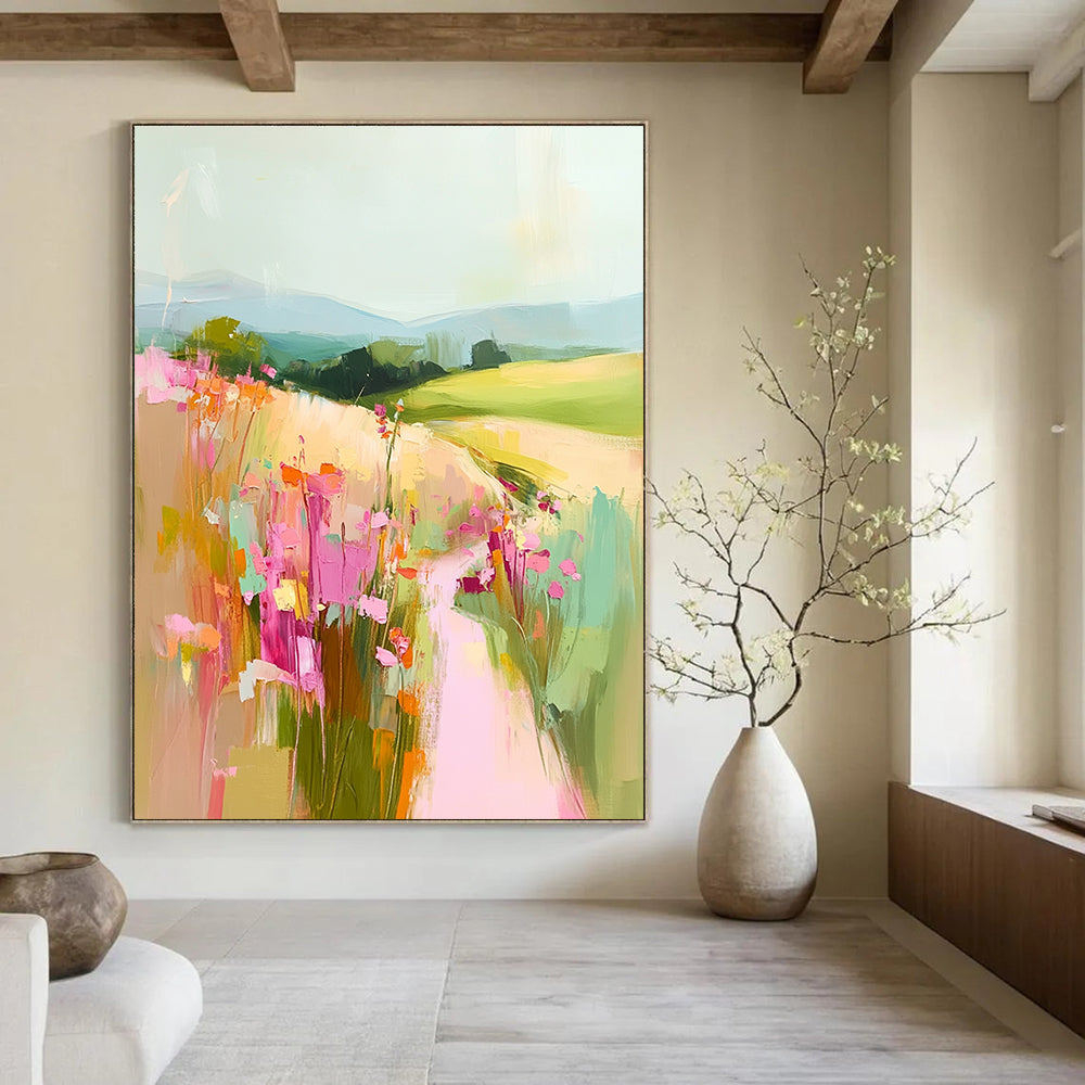 Landscape with Flower Path Impressionistic Abstract Painting GAB0362