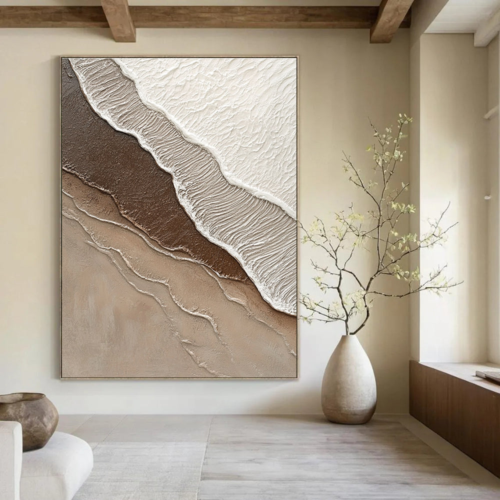 Multi - brown Wavy Textures Abstract Painting with Earthy Vibes GAB0076
