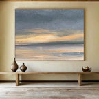Sunset Over Calm Sea Abstract Painting for Coastal Homes YHT016