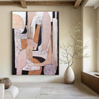 Modern Neutral - Toned Geometric Collage Painting for Contemporary Decor HENG252