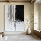 Black and White Drip Abstract Painting for Industrial - Styled Lofts GAB1025