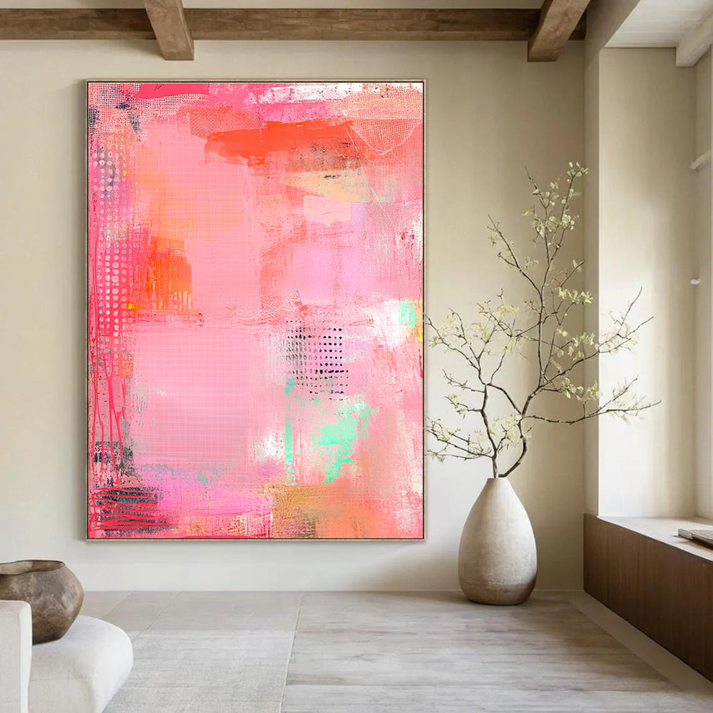 Textured Pink Abstract Painting for Girls’ Fashion Boutiques GAB1247