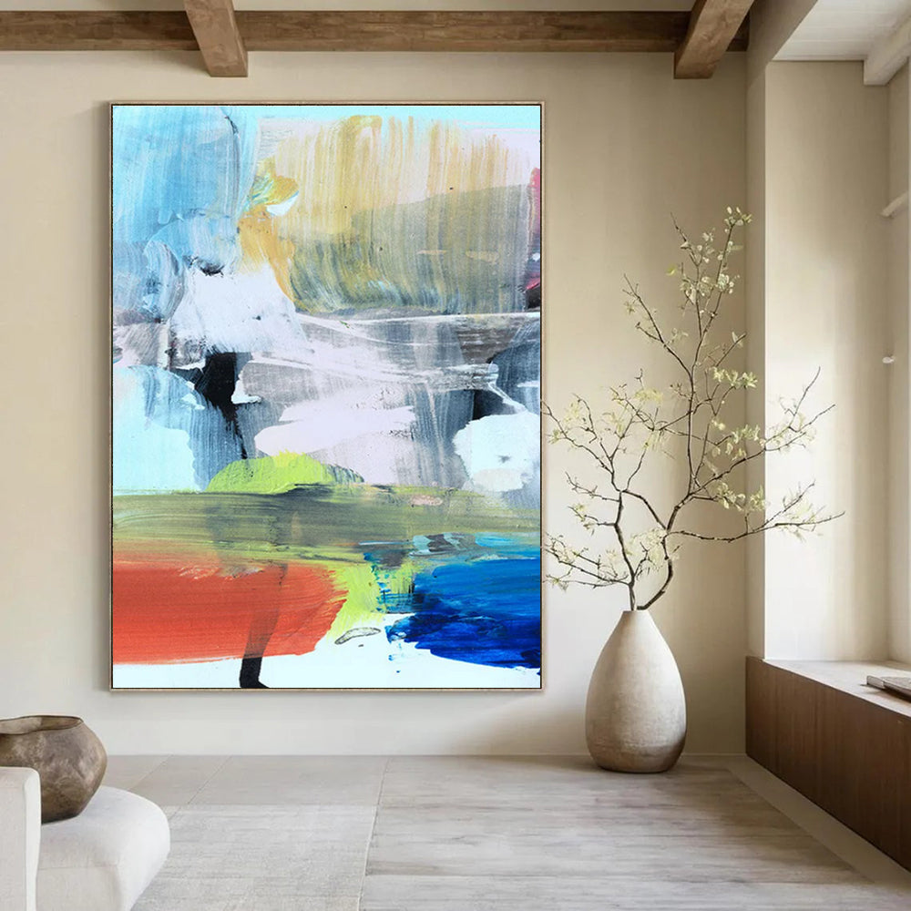 Vivid Colorful Abstract Landscape Painting for Energetic Spaces HENG245