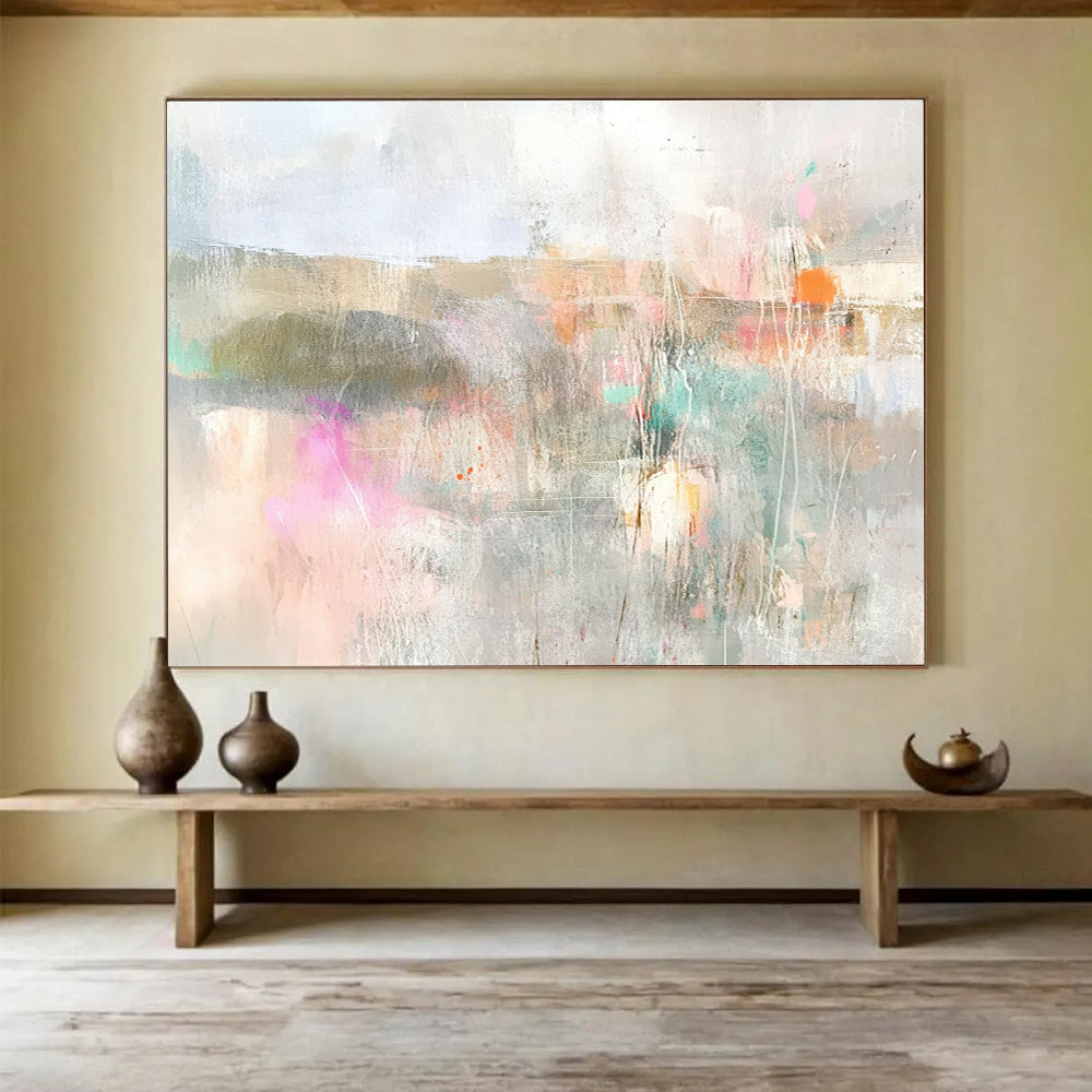 Soft Tones Landscape Abstract Painting with Dreamy, Ethereal Ambiance ABS468