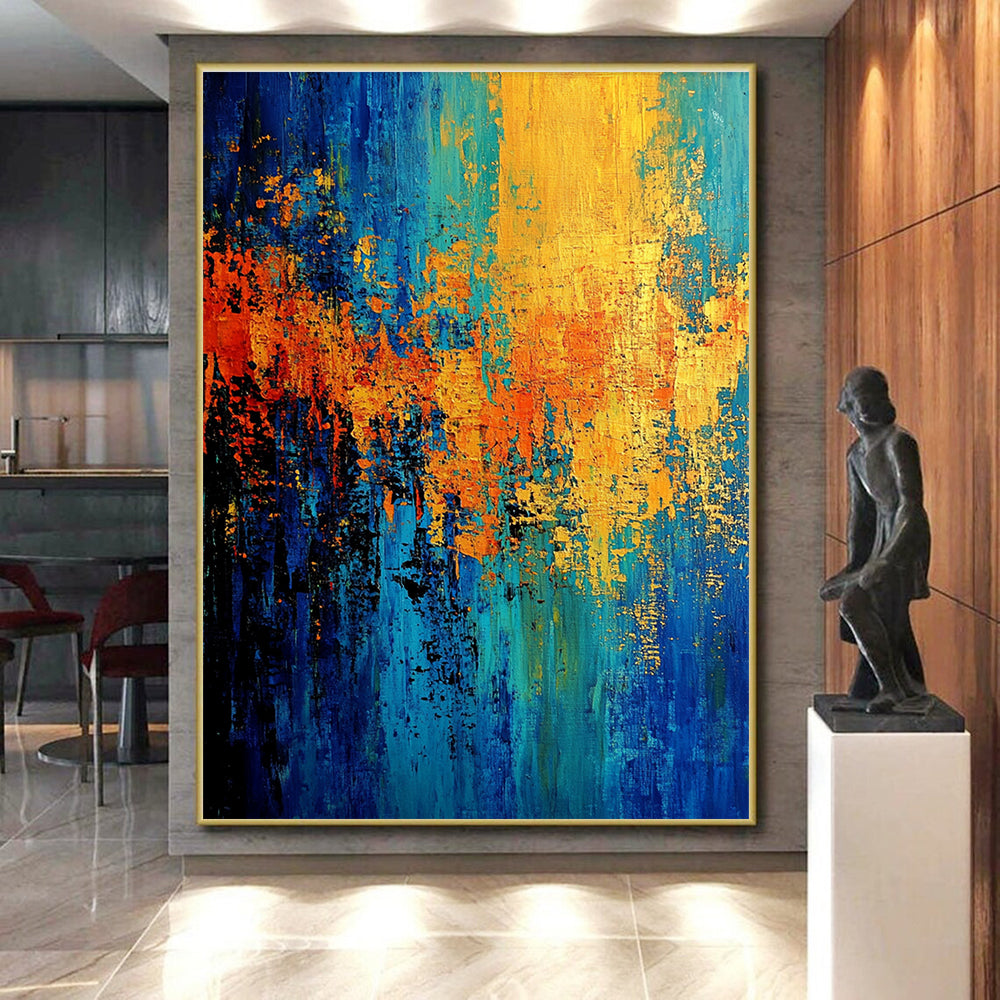 Blue Orange Abstract Painting with Striking Contrast WINK768