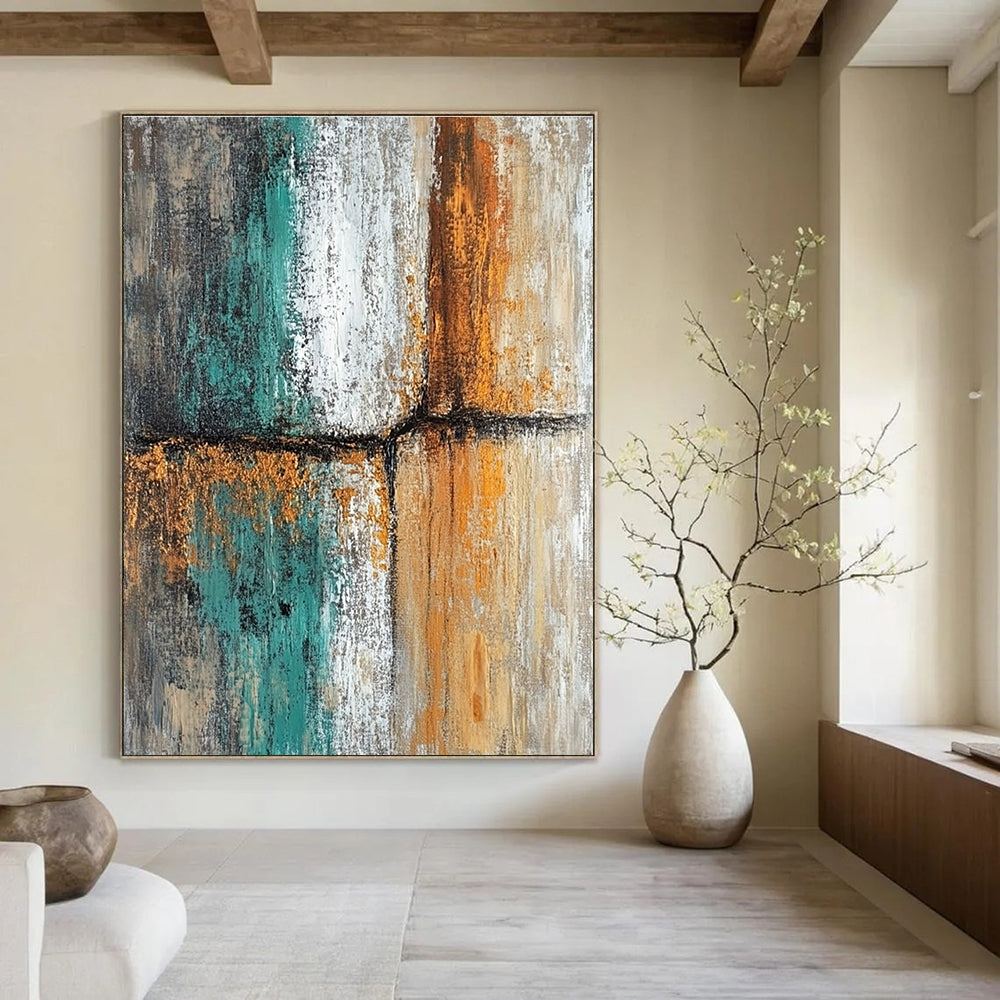 Textured Color Block Abstract Painting for Industrial - Style Lofts GAB1250