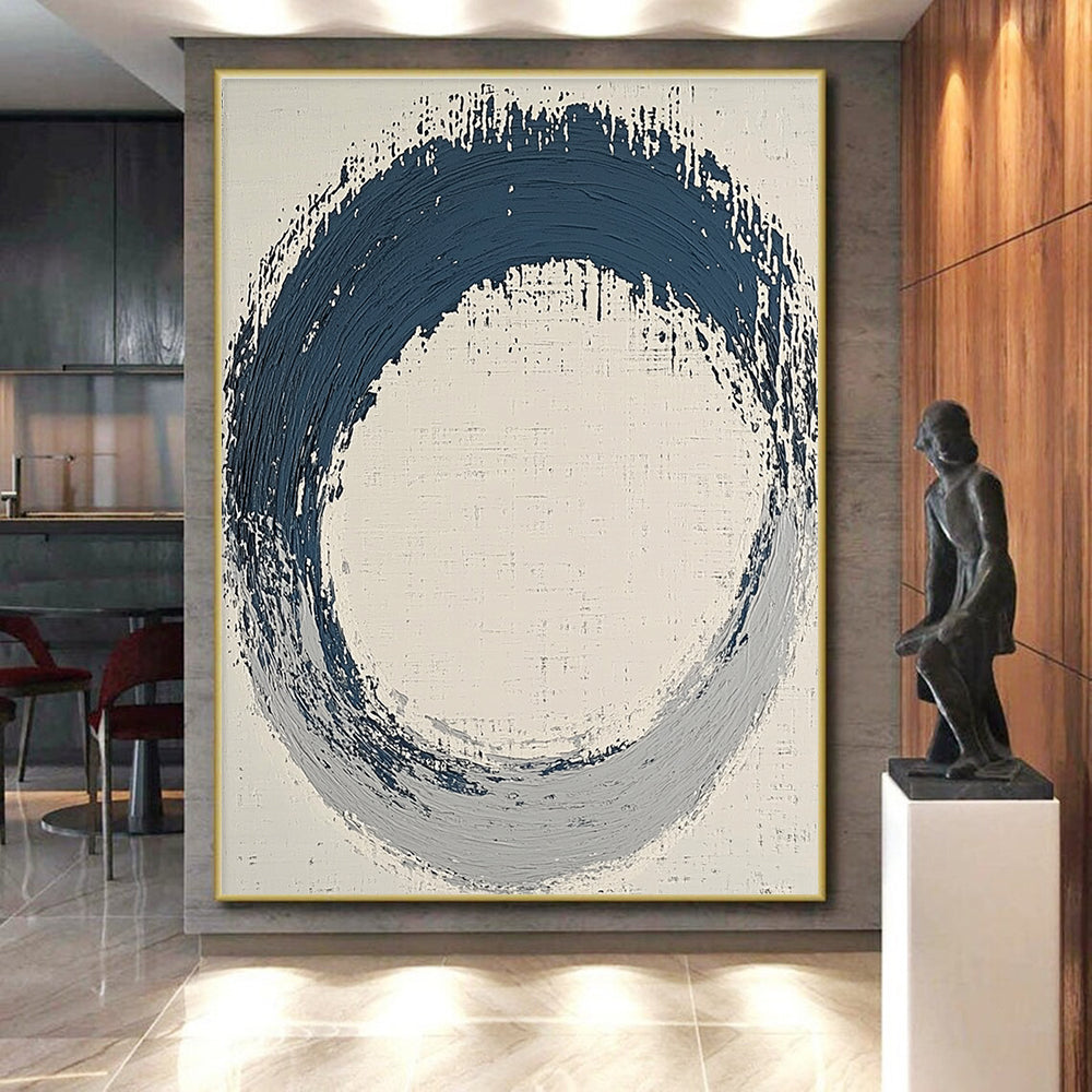 Blue and Gray Enso Abstract Painting with Zen Simplicity WINK125