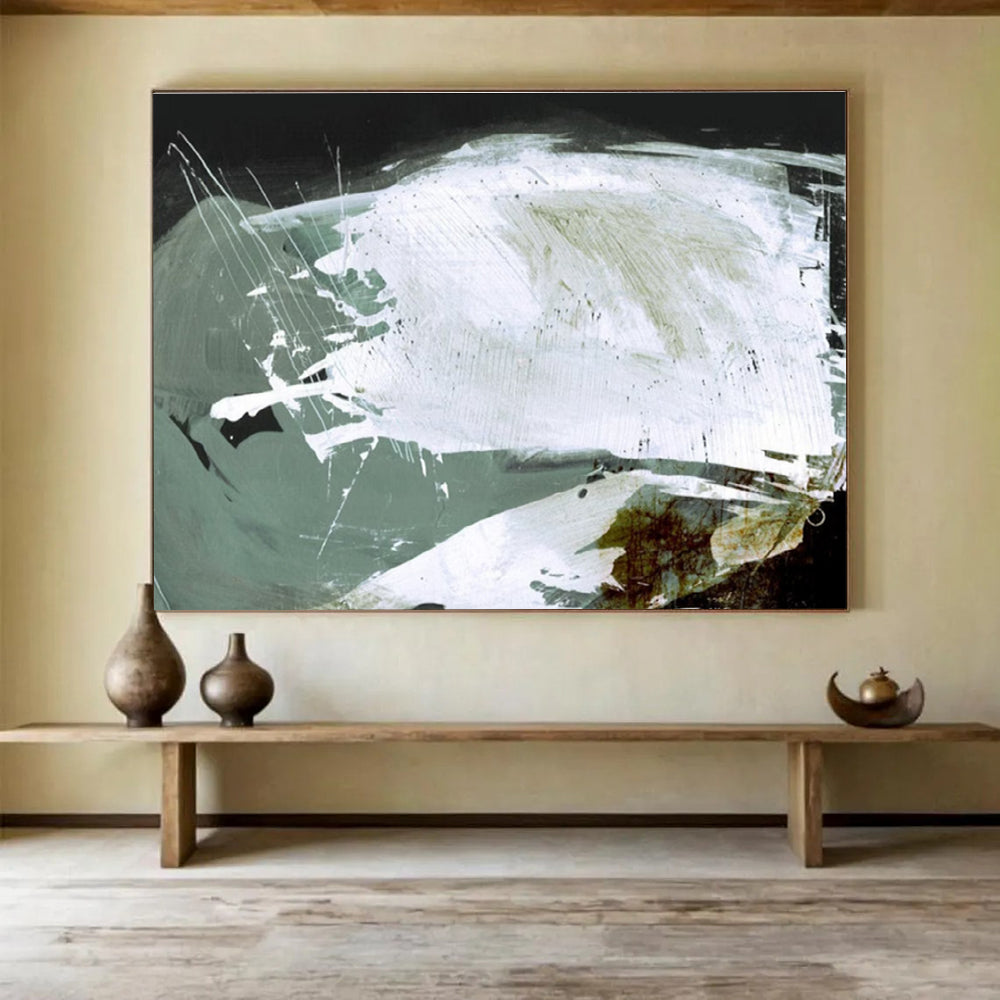 Bold White - Grey Abstract Painting for Contemporary Galleries YHT133