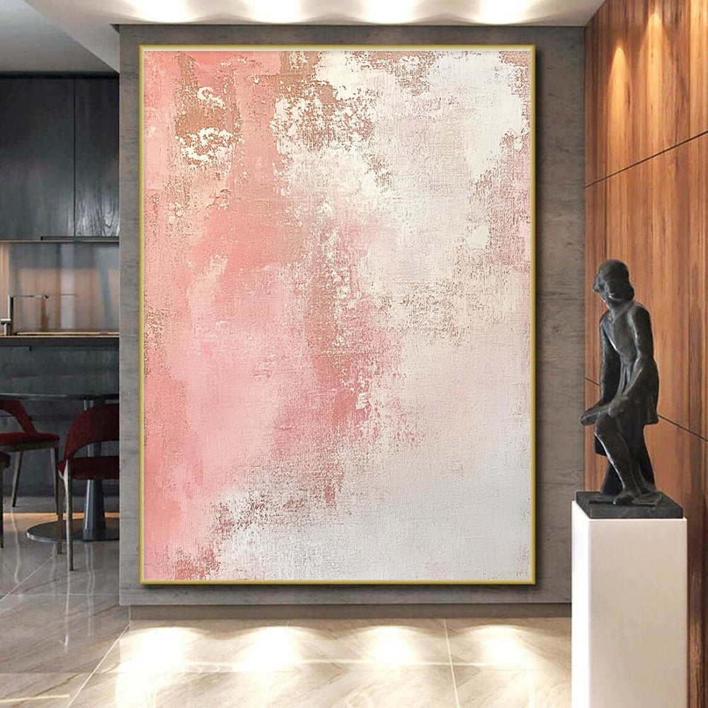 Pink and White Textured Gradient Abstract Painting with Soft Femininity WINK040