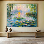 Water Lily Pond Abstract Painting for Spa Retreats YHT194