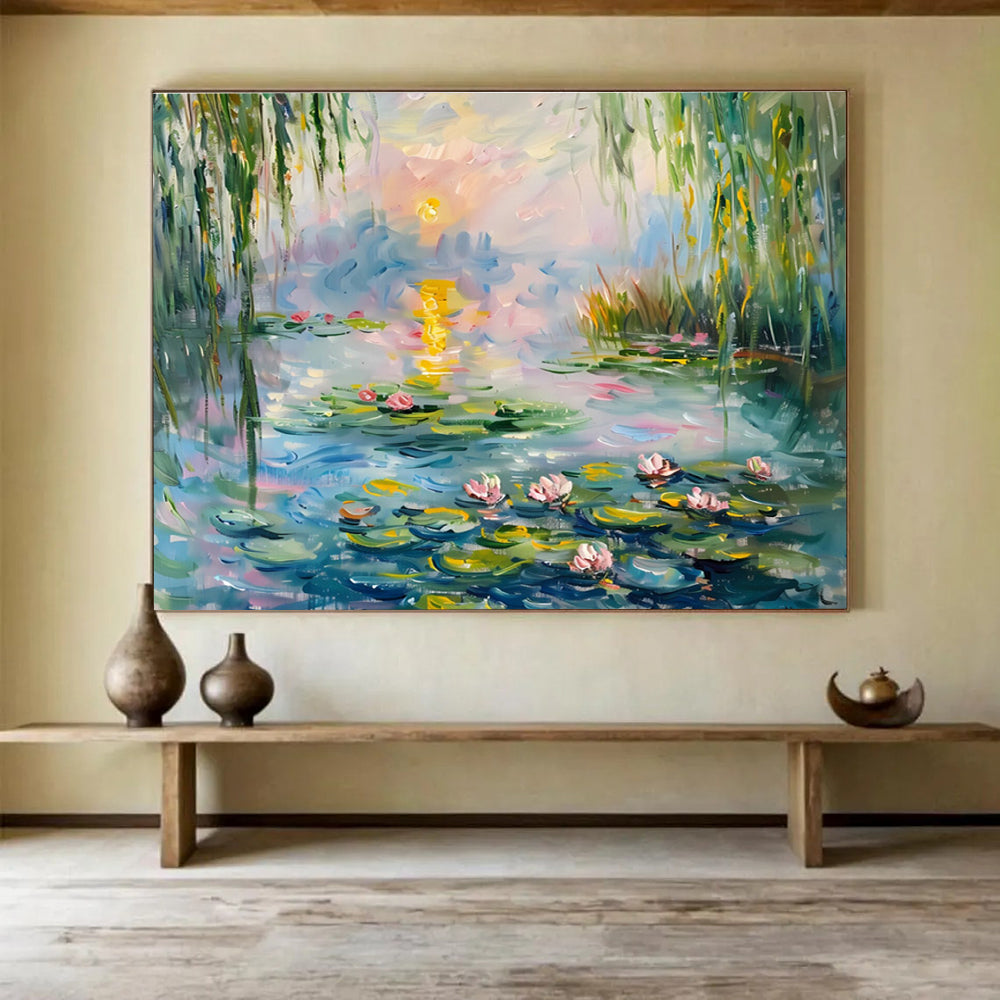 Water Lily Pond Abstract Painting for Spa Retreats YHT194