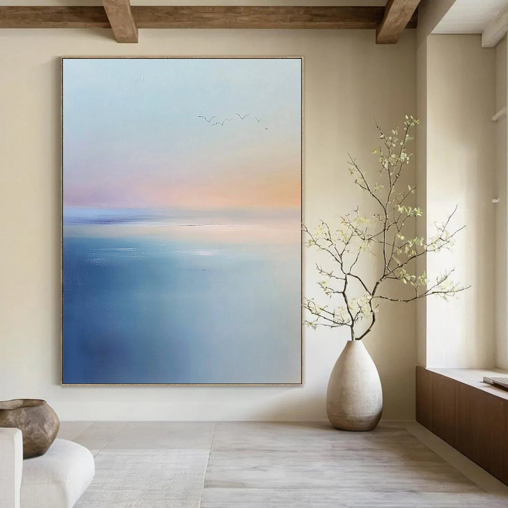 Serene Sea and Sky Abstract Painting for Peaceful Spa Retreats GAB0807