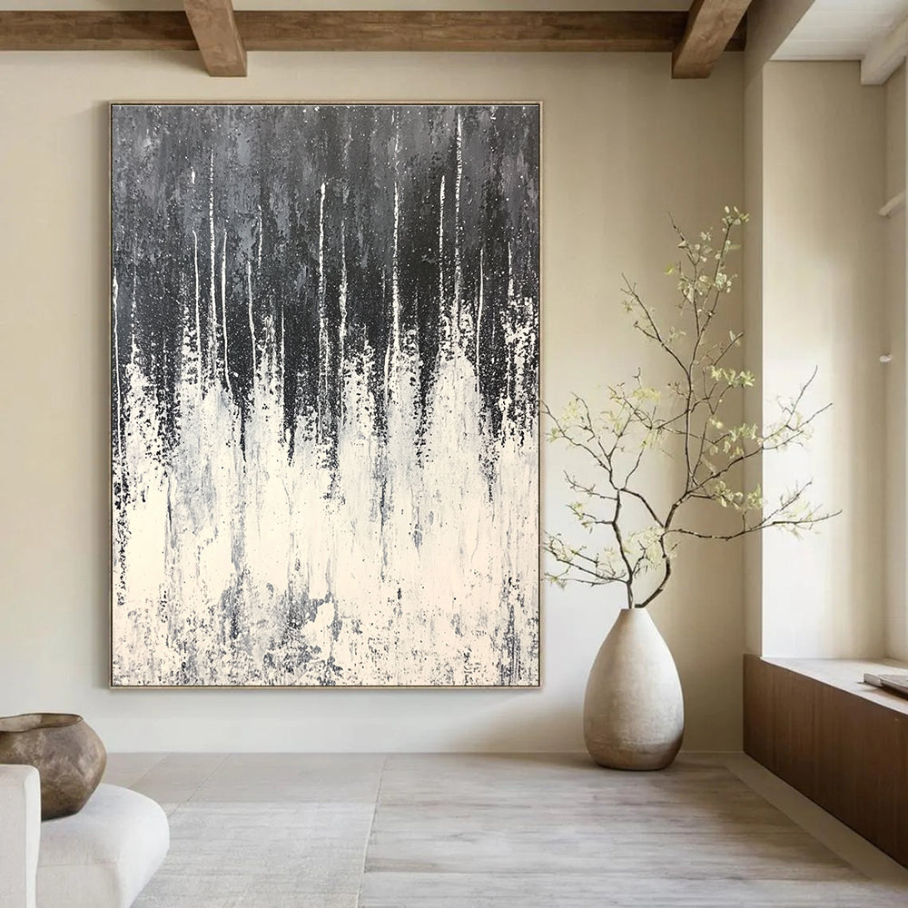 Black and White Drip Abstract Painting for Edgy Art Galleries GAB0824