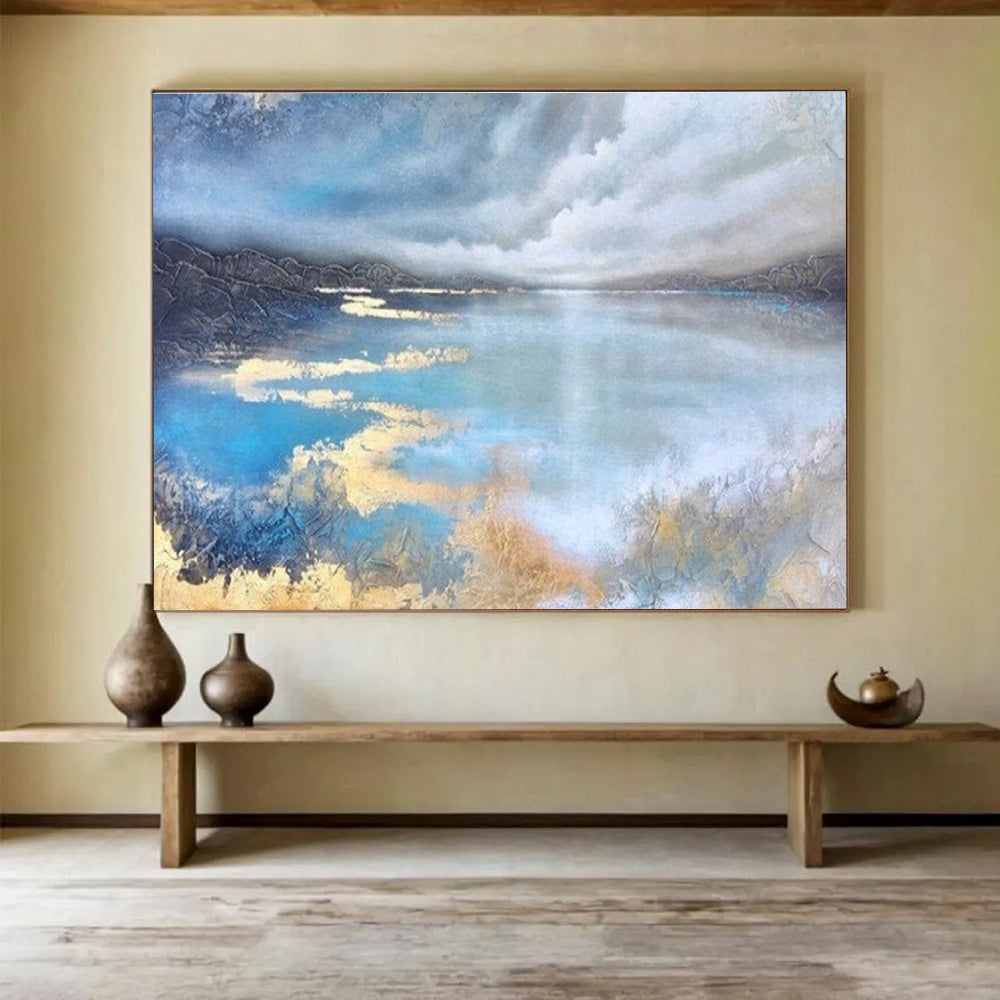 Lake Reflection Abstract Painting for Nature - Inspired Offices YHT192