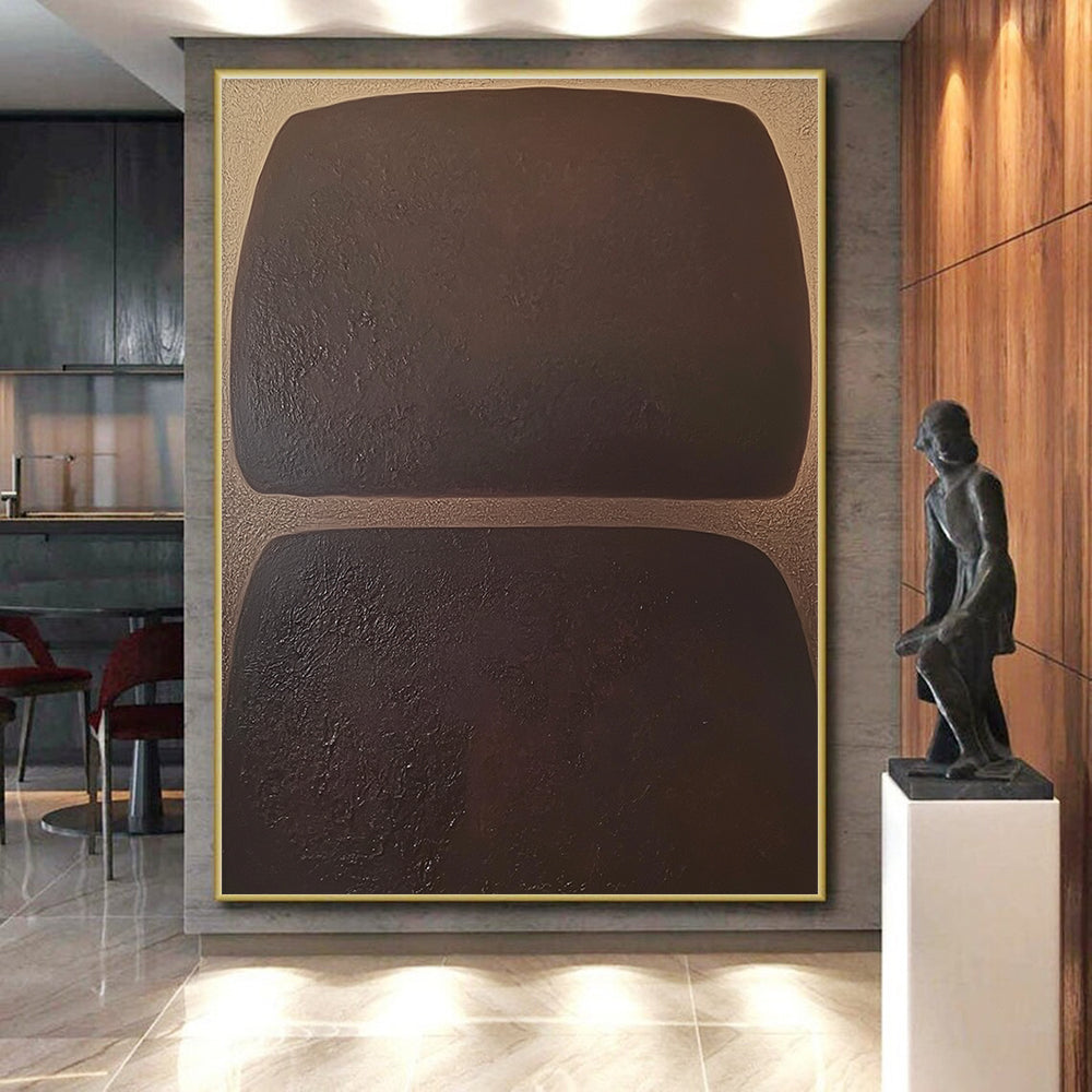 Dark Rectangular Abstract Shapes Painting with Subtle Mystery WINK061