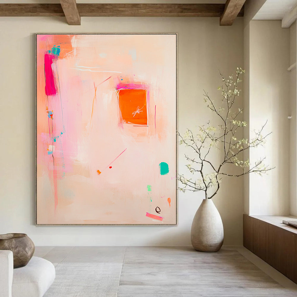 Soft Pink Abstract with Dragonfly Painting for Bohemian Bedrooms GAB1153