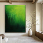 Deep Green Gradient Abstract Painting for Botanical Conservatories GAB0768