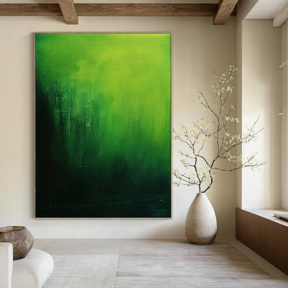 Deep Green Gradient Abstract Painting for Botanical Conservatories GAB0768