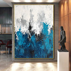 Blue White Abstract Landscape Painting with Coastal Vibes WINK572
