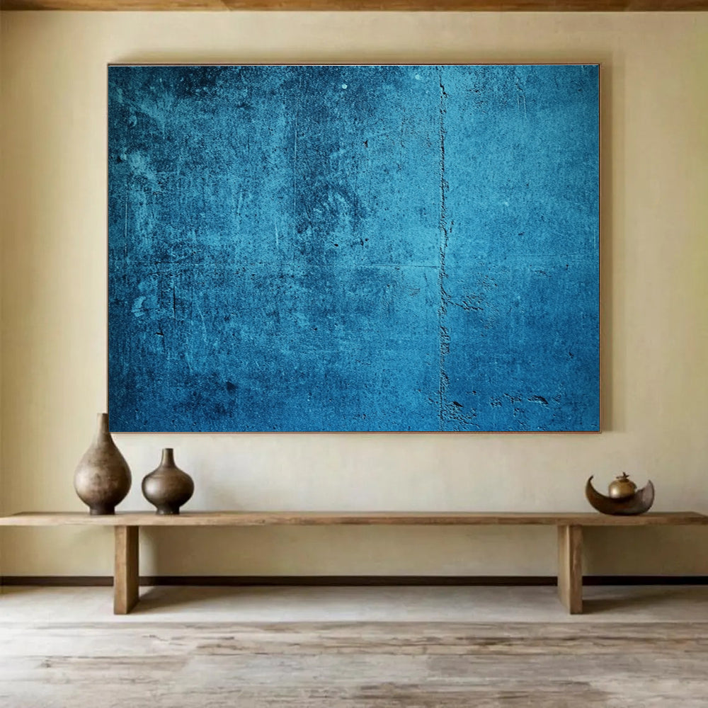 Blue Textured Background Abstract Painting with Industrial Charm ABS573
