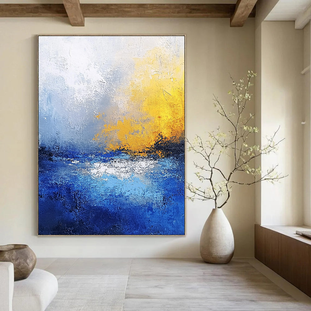 Blue - Yellow Abstract Landscape - Emotive Color - Block Abstract Painting GAB0430