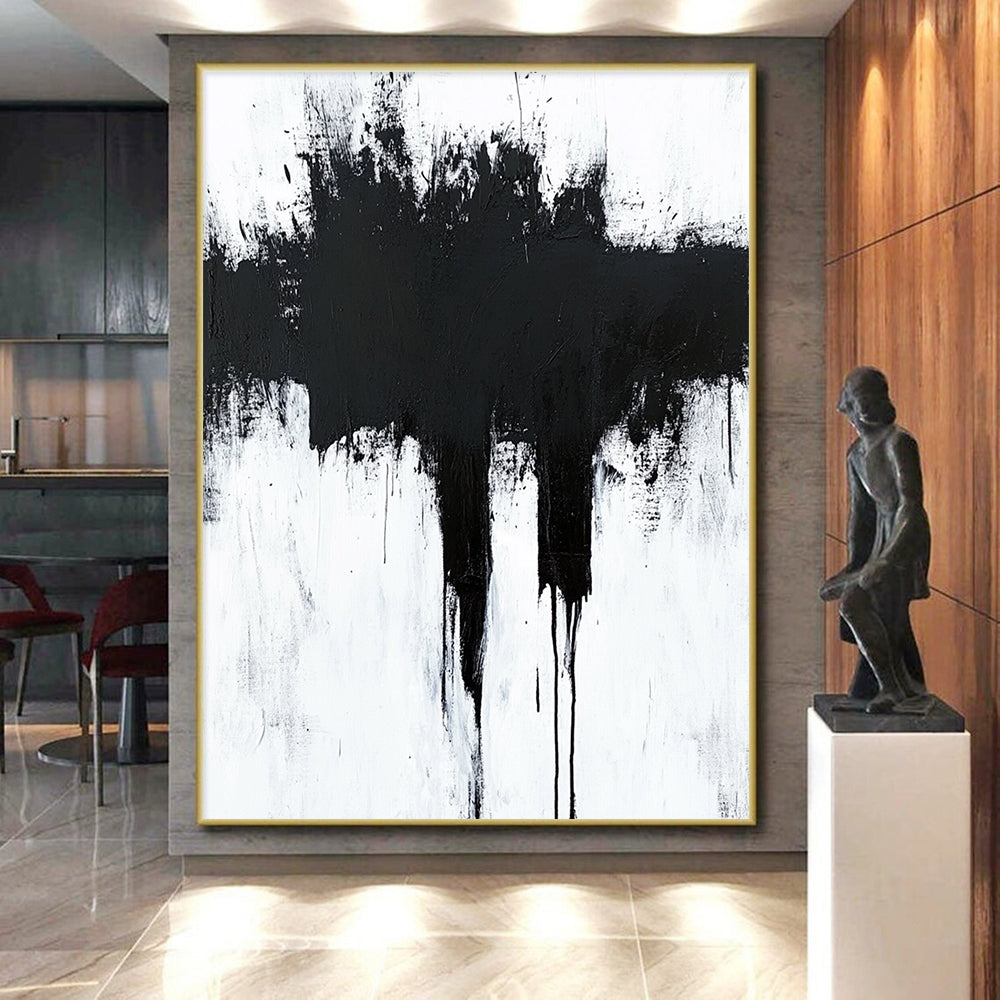 Dripping Black Abstract Painting with Edgy Emotion WINK346