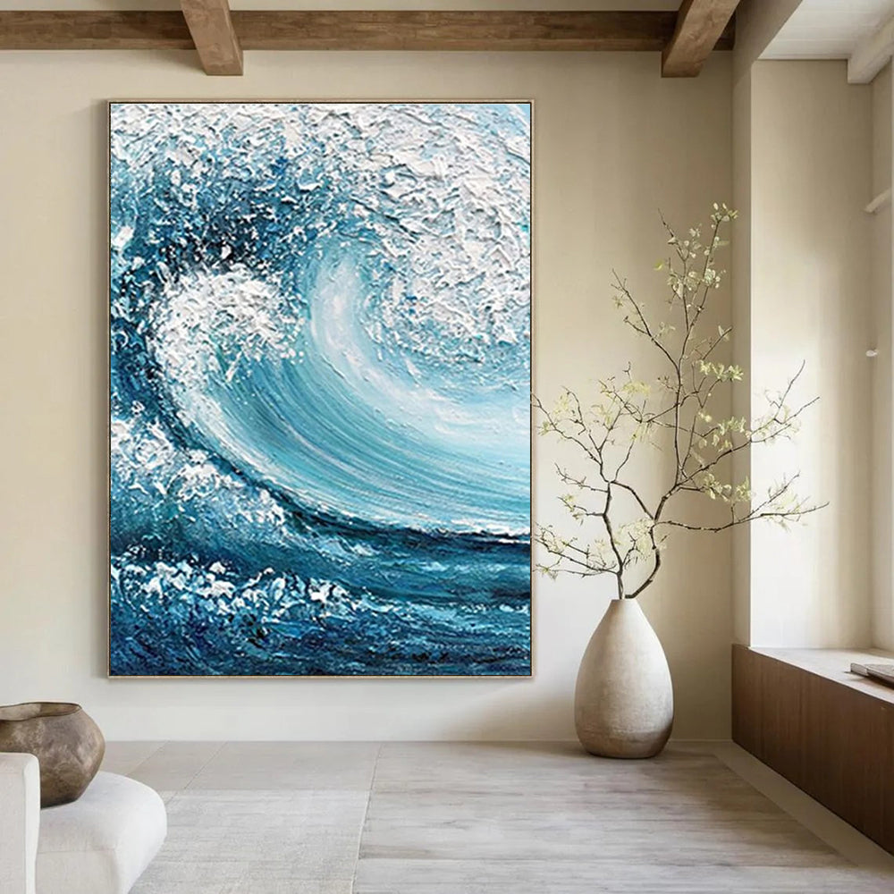 Dynamic Ocean Wave Abstract Painting for Beach - Lover Spaces HENG322