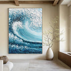 Dynamic Ocean Wave Abstract Painting for Beach - Lover Spaces HENG322